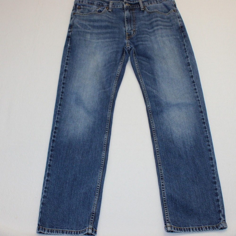 Levis 514 Straight Fit Mens Jeans 34x30 (ACTUAL 34x28.5) Medium Wash Blue Denim